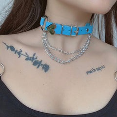 unzzy peach heart clavicle chain KF50074