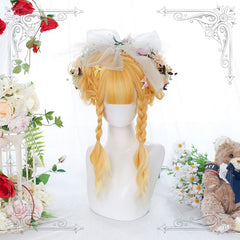 Golden long curly wig KF81555