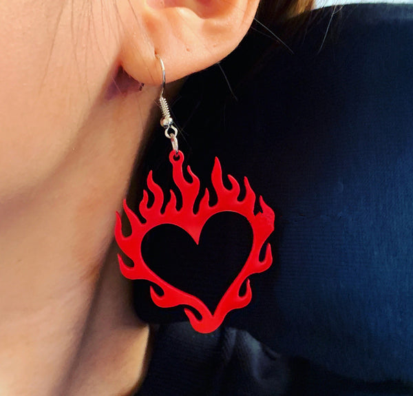 Red love earrings KF81913