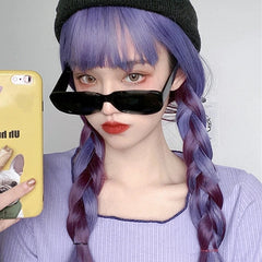 Purple long straight wig KF81460