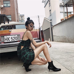 Green plaid dress KF81349