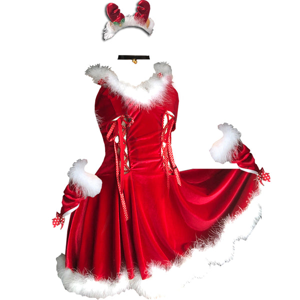 Red Tie Christmas Dress  (4-PIECE SET）KF82463