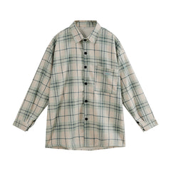 Green plaid long shirt KF2287