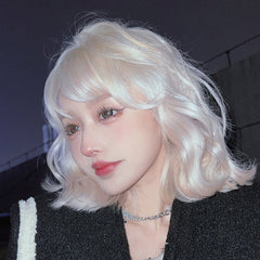 White Gold Short Curly Wig  KF82911