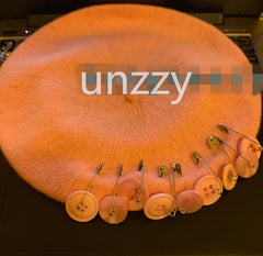 Pink buttoned beret KF9388