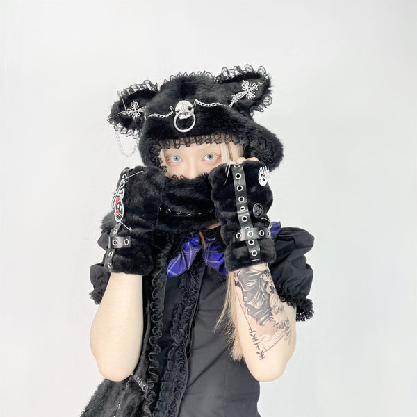 Harajuku Punk Black Gloves  KF82365