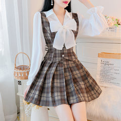 Chic Check Pleated Skirt Two Piece  KF81120