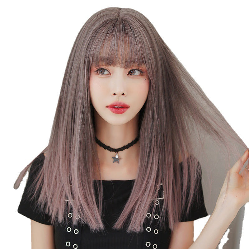 Natural gradient gray powder long wig  KF42203