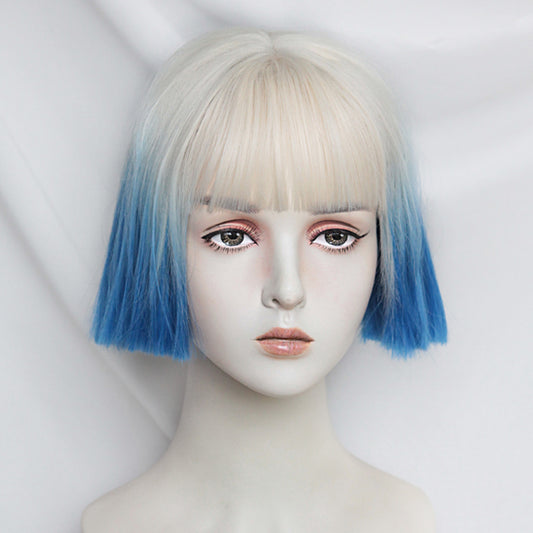 Silver blue short wig  KF90287
