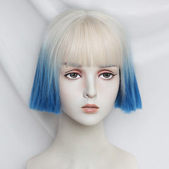 Silver blue short wig  KF90287