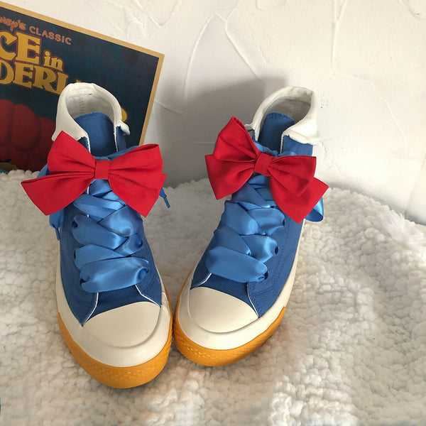 Blue high-top canvas shoes   KF82548
