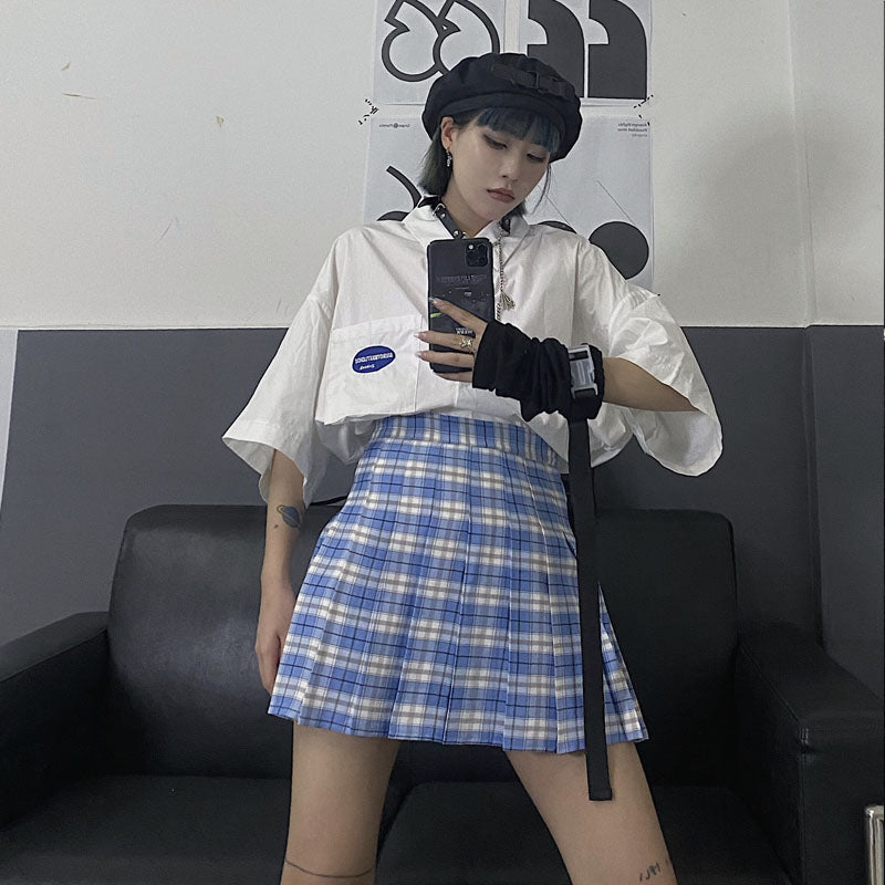 Plaid pleated skirt KF81658