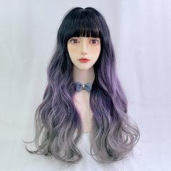 Purple gradient long curly hair wig KF82430