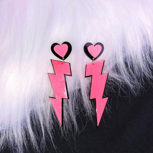 Lightning peach heart earrings KF82110