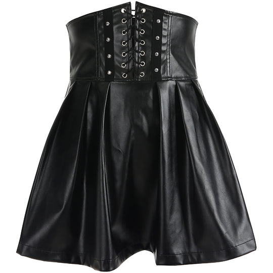 PU black skirt KF90316