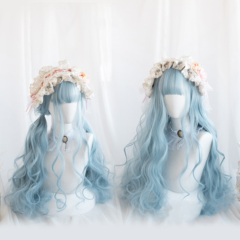 Aqua blue big wave wig KF400905