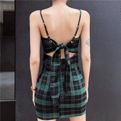 Green plaid dress KF81349