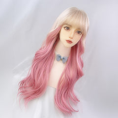 Lolita gold powder long curly hair wig KF82428