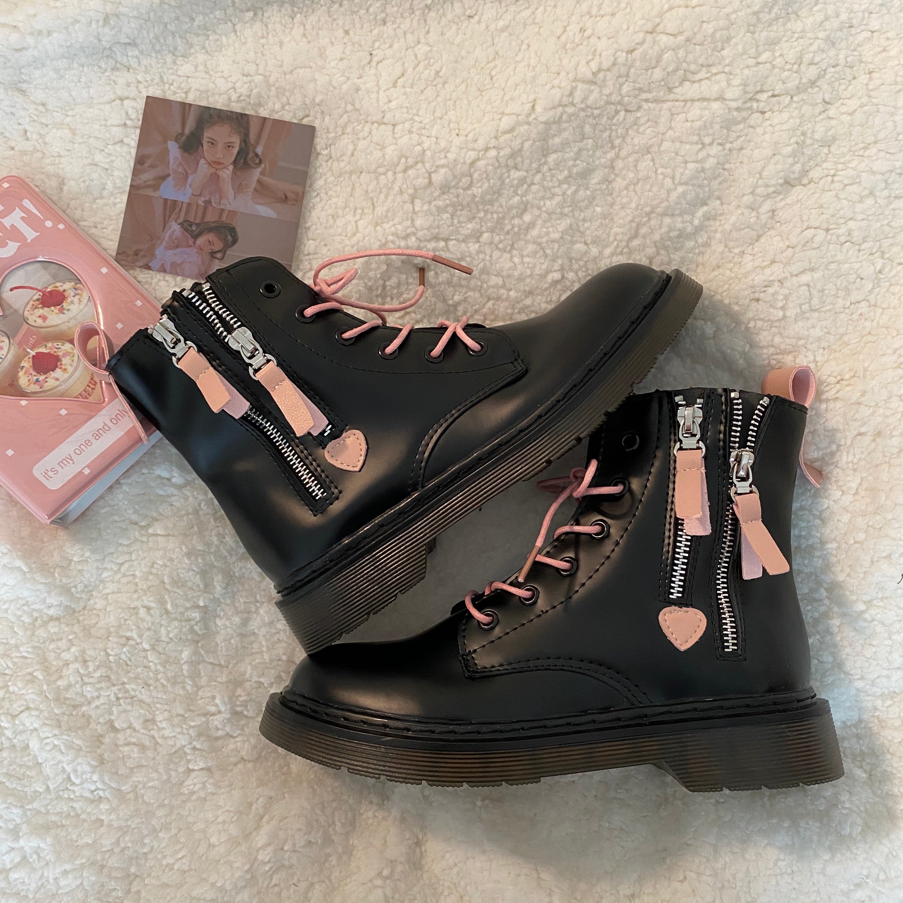 Black + Pink Martin Boots KF6912
