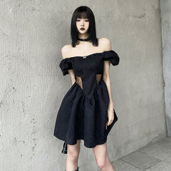 black high waist dress  KF50135