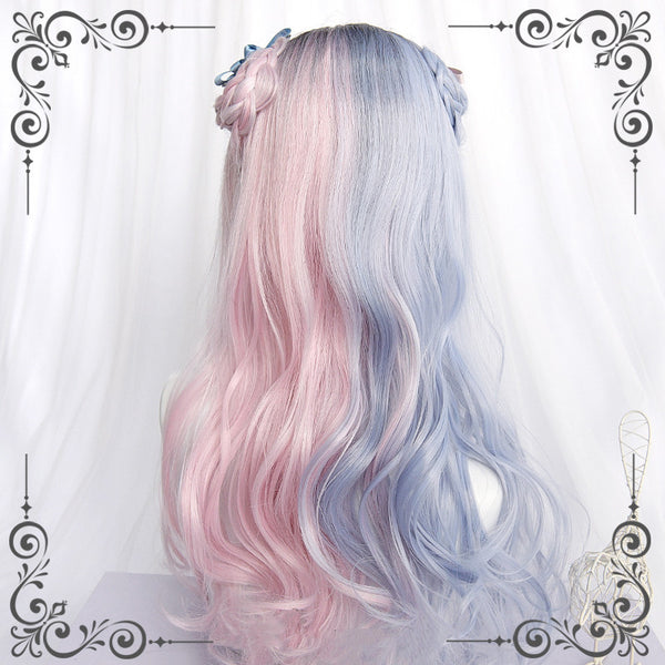 Lolita pink blue long curly hair KF81768