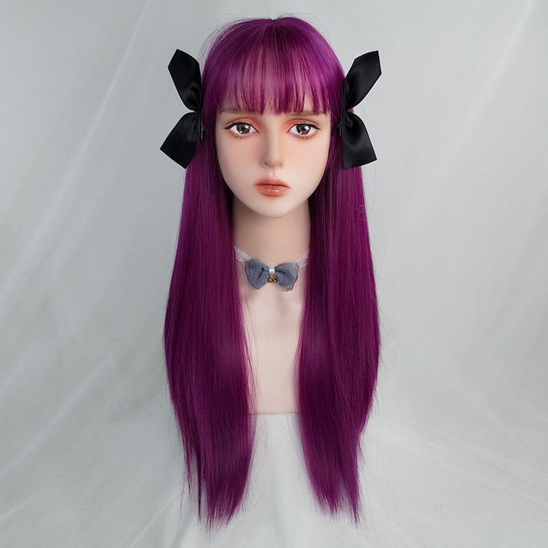 Purple long straight wig KF81914