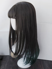 Cospaly dark green long straight hair wig  KF82184