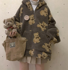 unzzy bear print coat KF50052