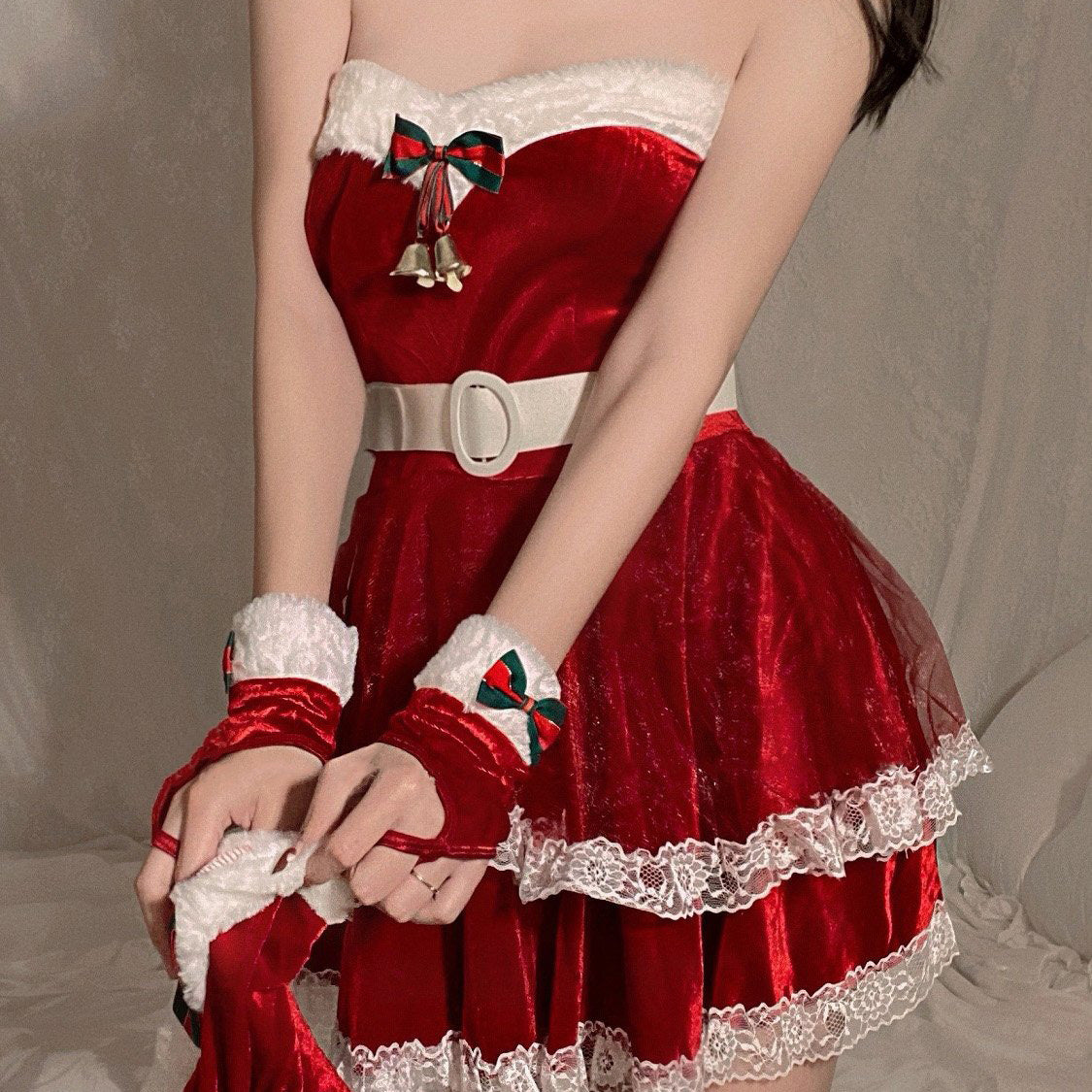 Christmas bow dress (4-PIECE SET）Kf82473