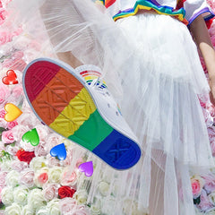 rainbow high-top Canvas Shoes  KF20045