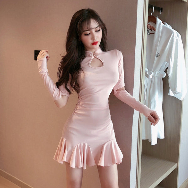 Long sleeve cheongsam dress KF9390