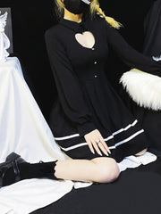 Sweet  and  sexy Heart Hollow Out Dress KF1066