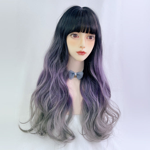 Purple gradient long curly hair wig KF82430