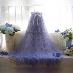 blue-purple  long curly wig  KF82925