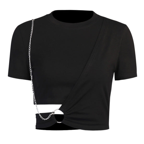 Black Chain Short Sleeve T-Shirt  KF82854