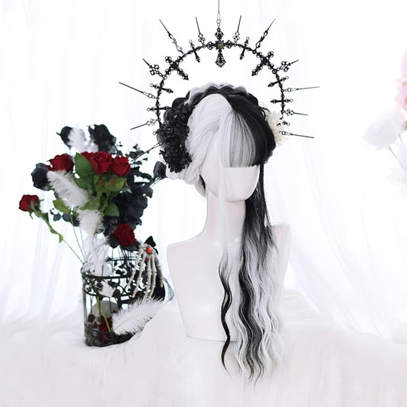 Harajuku black and white wig KF81201