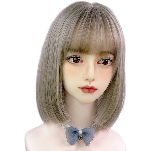 gray short straight hair KF40508