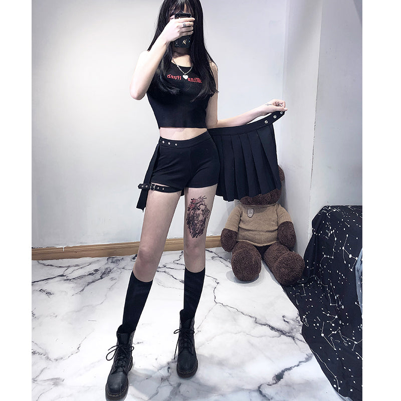 Punk Dark Pleated Skirt KF90572