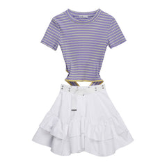 Striped T-shirt + skirt KF9549
