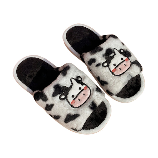 Cute cartoon cow plush slippers KF82269