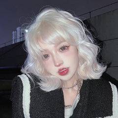 White Gold Short Curly Wig  KF82911