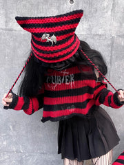 PUNK STRIPED KNITTED HAT  KF83157