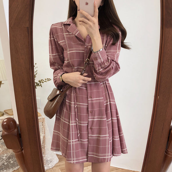 Plaid shirt dress KF9394