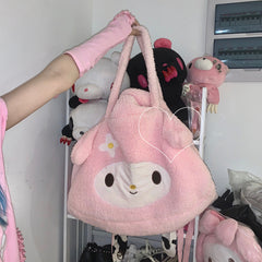 Pink plush bag KF81652
