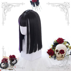 Black purple wig KF90563
