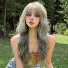 gray gradient long curly hair  KF82140