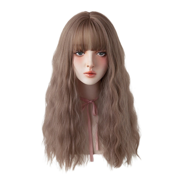 Coral pink water ripple long wig  KF42134