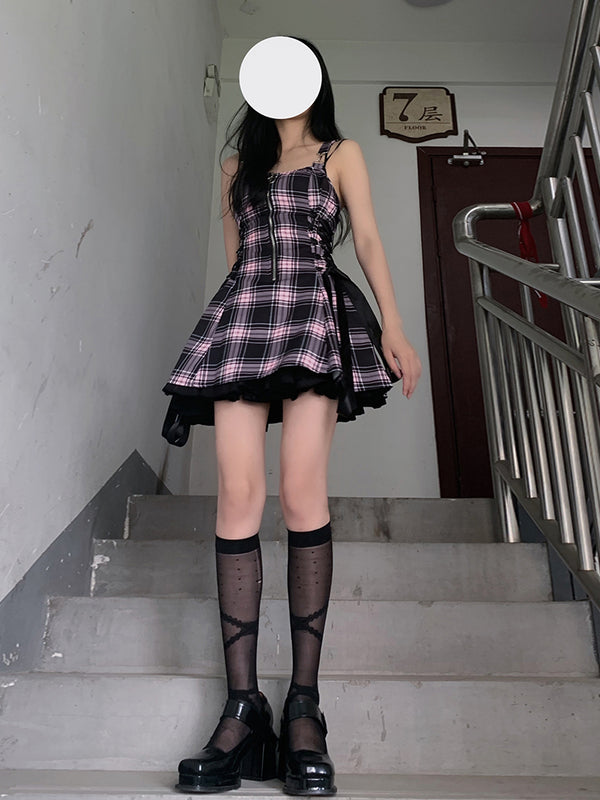 Plaid pleated dress KF82094