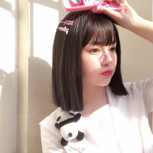 Medium long straight wig KF90753