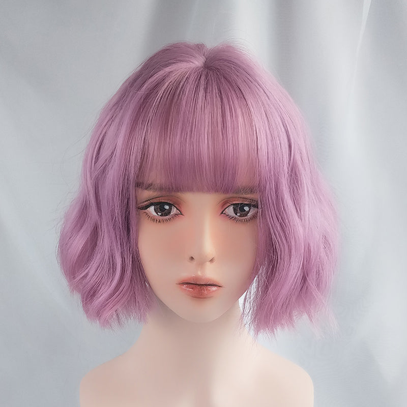 Purple short straight wig KF9249
